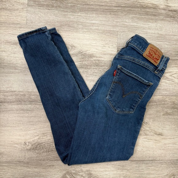 Levi's 720 High Rise Super Skinny Women's Jeans Size 25 Distressed Denim Blue - Picture 1 of 11